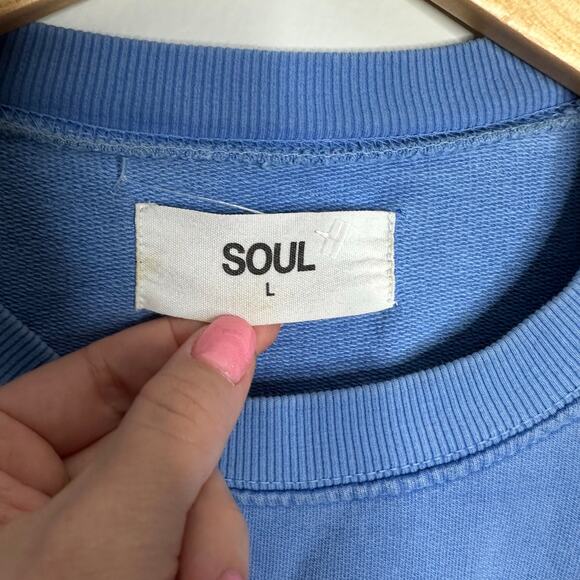 Soul by Soul Cycle Women’s Crest Blue Split Seam‎ Derek Sweatshirt Size L - Picture 4 of 9